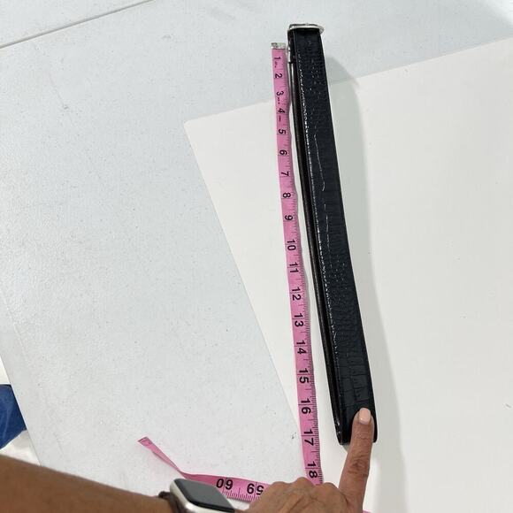 Lauren Ralph Lauren Croc Embossed Leather Belt L-32 Women Black Brown Reversible - Picture 8 of 9